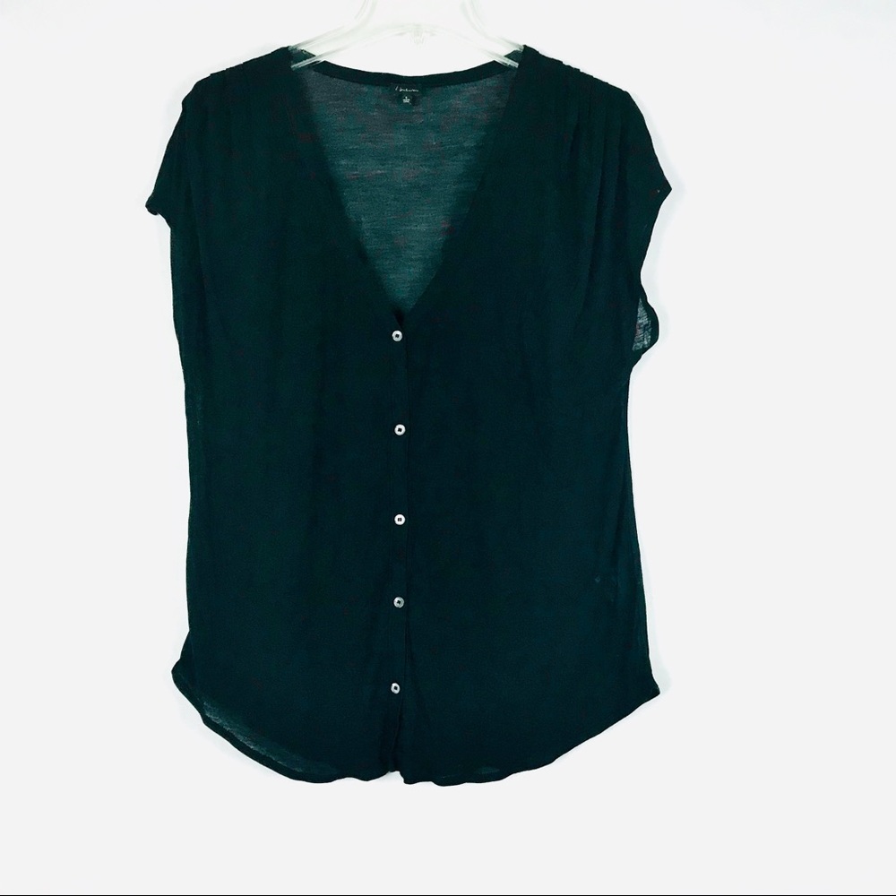 Aritzia Babaton Cap sleeve Sheer button front Tee